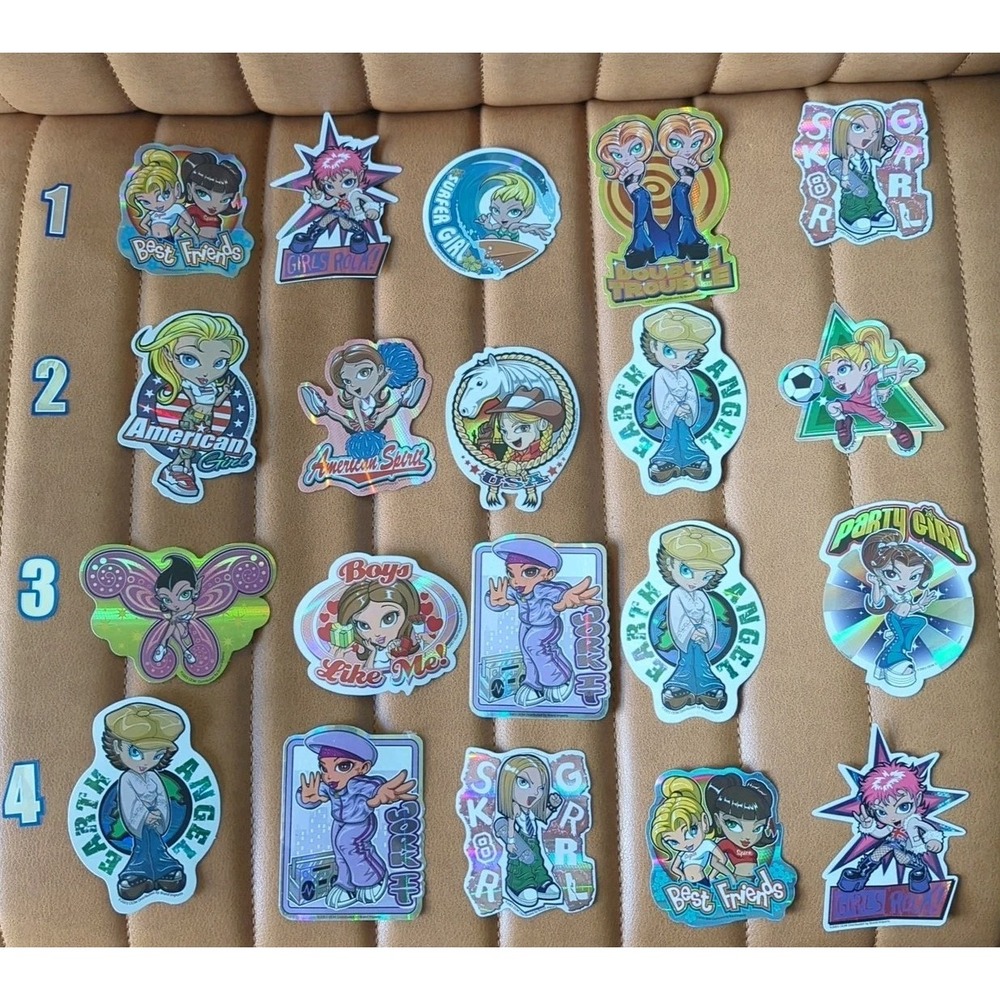 2003 ODM Brand Imports Holographic Prism  Girl Y2K Vending Sticker Lot of 5 READ